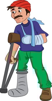 Man with an Injured Head Arm and Leg, illustration vector