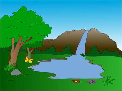 Vector of waterfall.