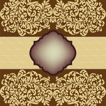 Vintage invitation card with ornate elegant retro abstract floral design vector
