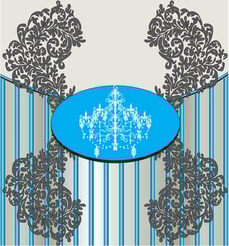 Vintage invitation card with ornate elegant retro abstract floral design vector