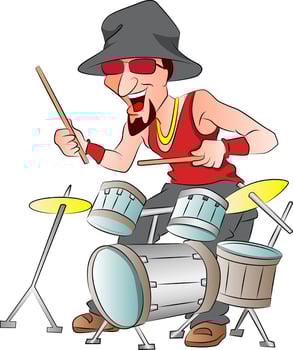 Man Playing Drums, illustration vector