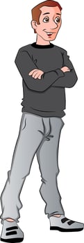 Vector of man standing with arms crossed.