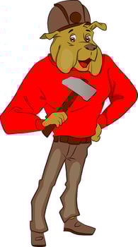 Vector of dog holding an axe.