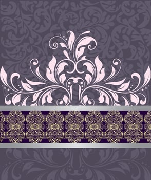 Vintage invitation card with ornate elegant abstract floral design vector