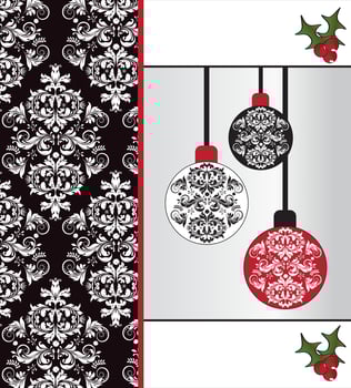 Vintage Christmas card with ornate elegant abstract floral design vector