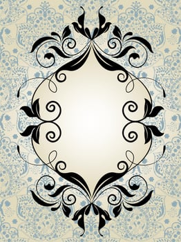 Vintage invitation card with ornate elegant abstract floral design vector