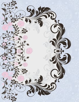 Vintage invitation card with ornate elegant abstract floral design vector