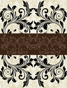 Vintage wedding invitation card with ornate elegant abstract floral design vector
