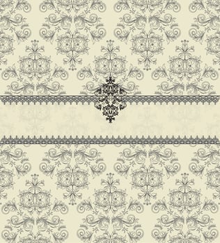 Vintage invitation card with ornate elegant abstract floral design vector