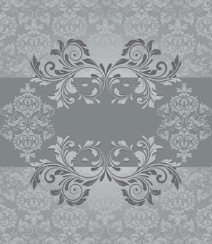 Vintage invitation card with ornate elegant abstract floral design vector