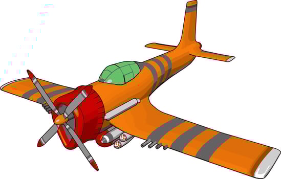 Orange airplane, illustration, vector on white background.
