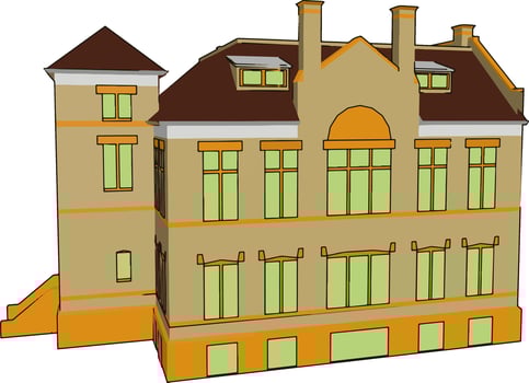 A home as school and office vector or color illustration
