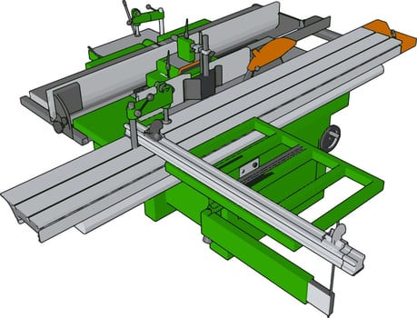 3D vector illustration of an industrial power press machine white background