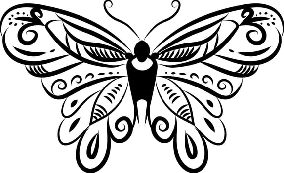 Butterfly tattoo drawing , illustration, vector on a white background.