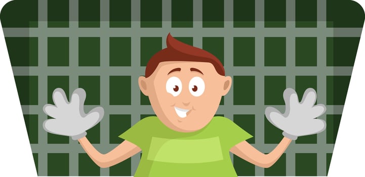 Football Goalkeeper with gloves, illustration, vector on a white background.