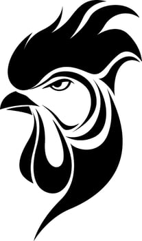 Rooster head tattoo, tattoo illustration, vector on a white background.