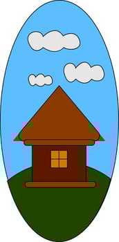 House and a clear sky vector or color illustration