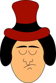 long red hat man vector or color illustration