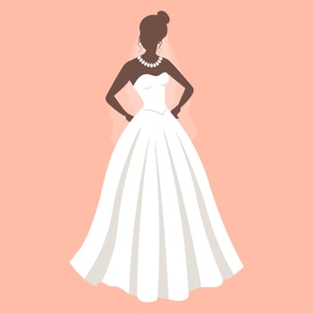 Bride in a wedding dress, silhouette. Luxury wedding illustration, template for invitation. Illustration, vector