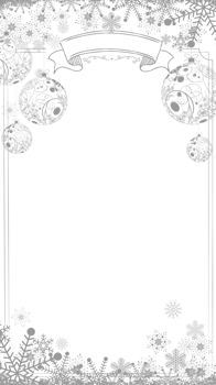 Christmas story filter background with winter snowflakes border and decorative balls on transparent background png