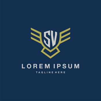 SV initial monogram logo for creative eagle line image vector design