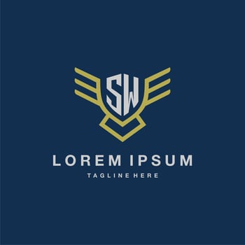 SW initial monogram logo for creative eagle line image vector design