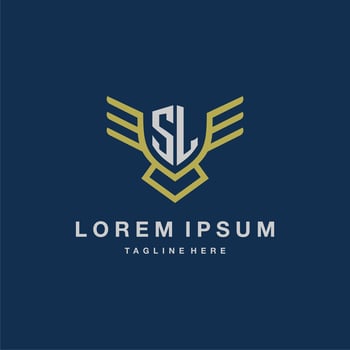 SL initial monogram logo for creative eagle line image vector design