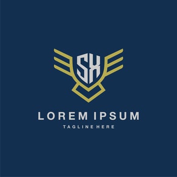 SX initial monogram logo for creative eagle line image vector design