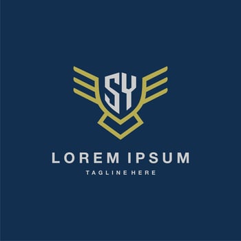 SY initial monogram logo for creative eagle line image vector design