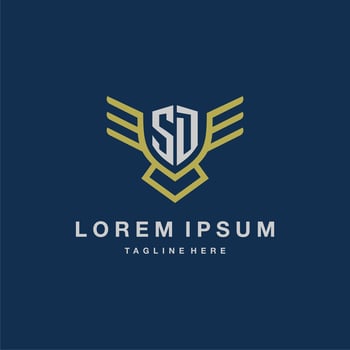 SD initial monogram logo for creative eagle line image vector design