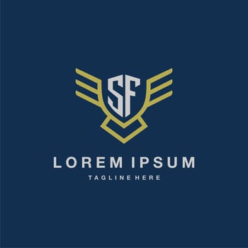 SF initial monogram logo for creative eagle line image vector design