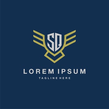 SQ initial monogram logo for creative eagle line image vector design