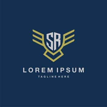 SR initial monogram logo for creative eagle line image vector design