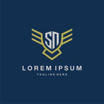 SN initial monogram logo for creative eagle line image vector design