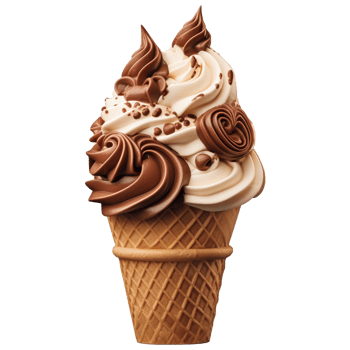 3d icon Vanilla and chocolate Ice cream on waffle cone png