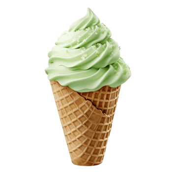 Realistic icon Ice cream on waffle cone pistachio flavour on waffle cone png