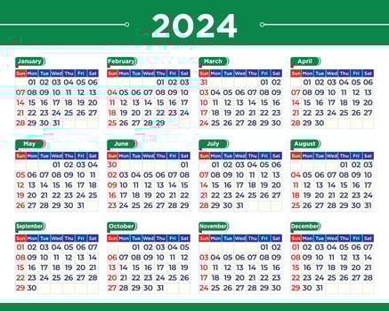 Calendar design for 2024 or new year calendar vector