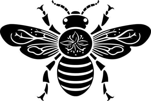 Bee - Black and White Isolated Icon - Vector illustration