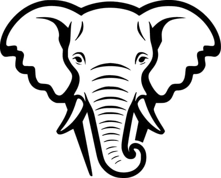 Elephant, Black and White Vector illustration