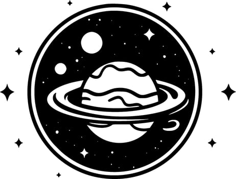 Galaxy - Black and White Isolated Icon - Vector illustration