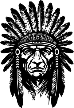 Indian Chief, Minimalist and Simple Silhouette - Vector illustration
