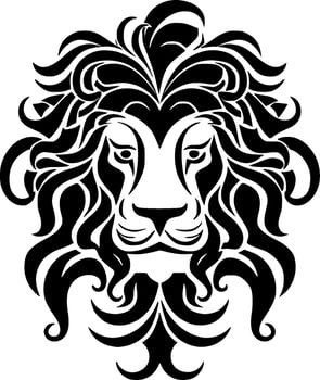 Lion, Black and White Vector illustration