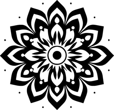 Mandala - Black and White Isolated Icon - Vector illustration