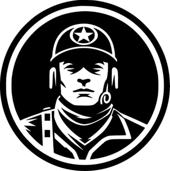 Military, Black and White Vector illustration