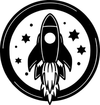 Rocket - Black and White Isolated Icon - Vector illustration