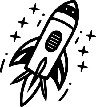 Rocket - Black and White Isolated Icon - Vector illustration