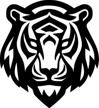 Tiger - Black and White Isolated Icon - Vector illustration