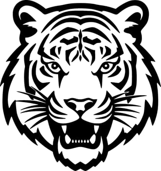 Tiger - Black and White Isolated Icon - Vector illustration