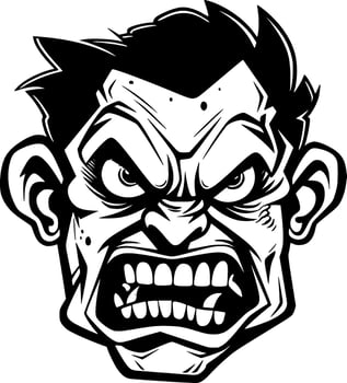 Zombie, Black and White Vector illustration