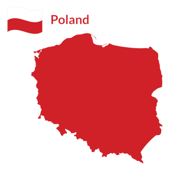 Map of Poland with Poland national flag png